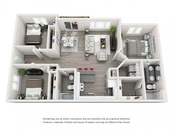 Villas at Tullamore Apartments in Post Falls, Idaho Three Bedroom Floor Plan