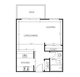 Vue Kirkland Apartments in Kirkland, Washington Studio Floor Plan