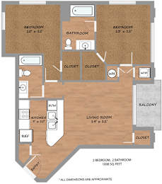 B2 floor plan at H Squared Apartments, Denton, 76201