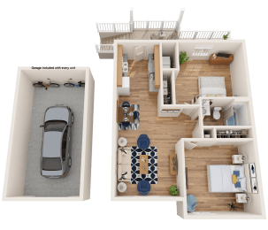 2 bed 1 bath with garage at King West One, Billings, MT