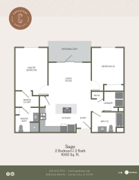 2 Bed 2 Bath 1060 SF Floor Plan at Copestone, Garden City