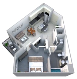 1 bed 1 bath floor plan C at Cycle Apartments, Colorado