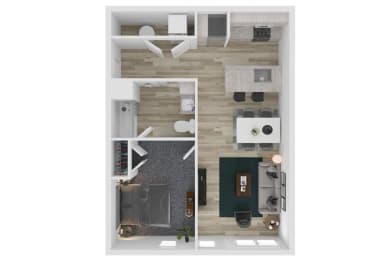 A1 One Bed One Bath Floor Plan at The Clara, Eagle, ID