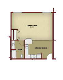 a floor plan of a home with a kitchen and dining room at InterPointe Apartments, Montana