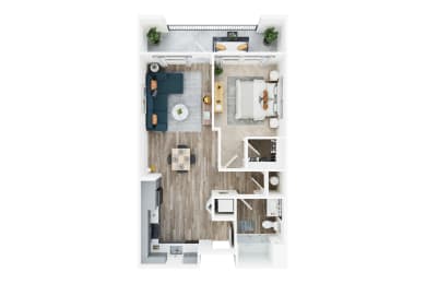 1 bed 1 bath floor plan A at Seasons at Meridian, Meridian
