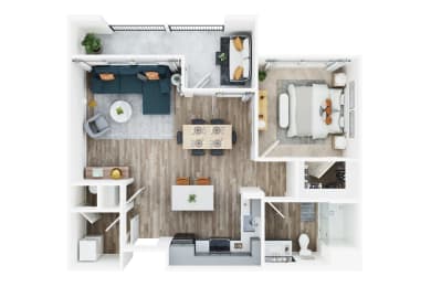 1 bed 1 bath floor plan C at Seasons at Meridian, Meridian, ID