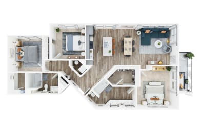 3 bed 2 bath floor plan A at Seasons at Meridian, Meridian