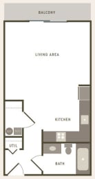 Studio Floor Plan at River Walk Apartments, Boise, ID