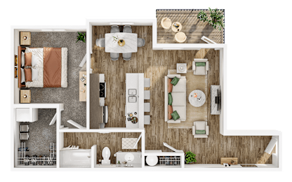 1Bed 1Bath Floorplan at Silverbrook Apartments, Kalispell
