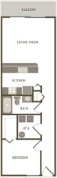 Studio Floor Plan at River Walk Apartments, Boise, 83702