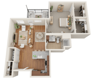 A6, 1 bed 1 bath floor plan at Sylvan Uptown, Colorado, 80203