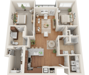 C1, 2 bed 2 bath floor plan at Sylvan Uptown, Denver