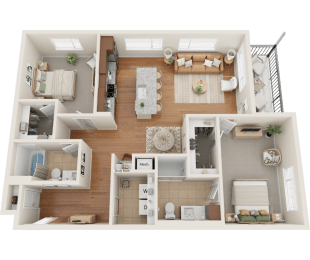 C4, 2 bed 2 bath floor plan at Sylvan Uptown,Colorado, Denver