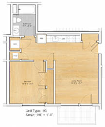 1 bedroom 1 bath B at 605 Concord at Fresh Pond Apartments, Cambridge, MA, 02138
