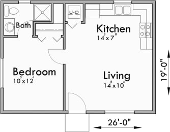 a floor plan of a small house with a bedroom and a living room