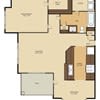 A floor plan of a building with multiple rooms.