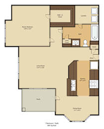 a floor plan of a residence with a bedroom and a living room