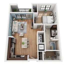 a floor plan of a 1 bedroom apartment
