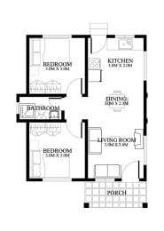 a floor plan of a house with bedrooms and a living room