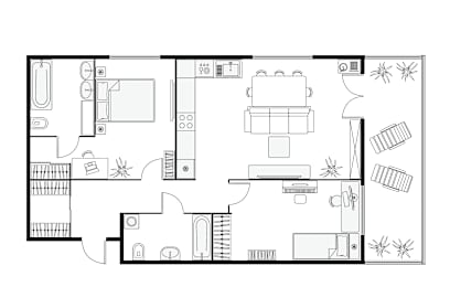 a black and white floor plan of a house