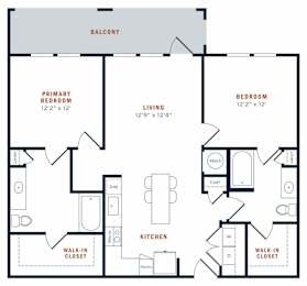 A black and white image of a house floor plan with a balcony.
