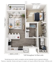The Calhoun - One Bedroom Floorplan