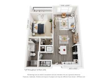 One Bedroom Ember Floorplan