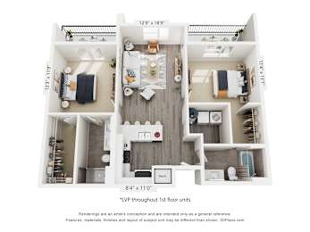 A floor plan of a house with three bedrooms, a living room, a kitchen, and a bathroom.