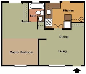  Floor Plan 1 bed 1 bath