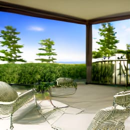 An AI generated picture of the view from a porch.