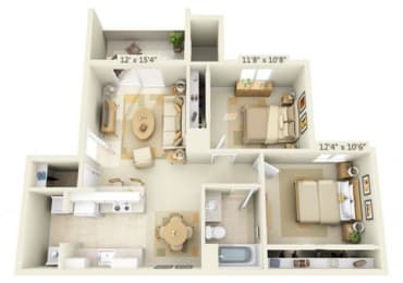 Sunset Summit Apartment Mt. Lassen 2x1 Floor Plan 841 Square Feet