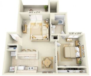 Sunset Summit Apartment Mt. Shasta 1x1 Floor Plan 802 Square Feet