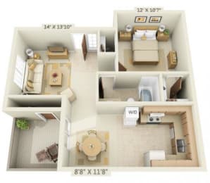 Woodbridge Apartments 1x1 Floor Plan 655 Square Feet