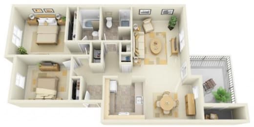 Stillwater Apartments 2x2 Floor Plan 1002 Square Feet
