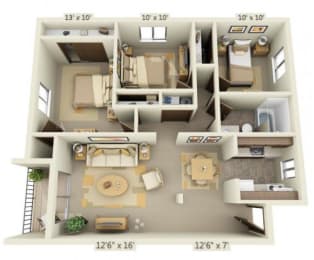 Floor Plan  Garden Glen II 3x1 Floor Plan 943 Square Feet