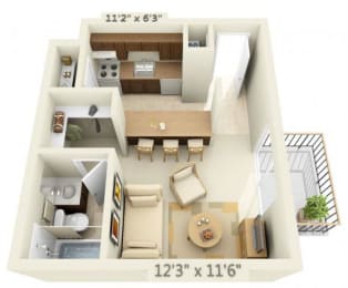 Todd Village Apartments Mt. Baker Studio 0x1 Floor Plan 350 Square Feet