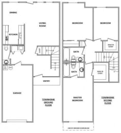 Hathaway Court Townhome 3x2.5 Floor Plan 1425 Square Feet