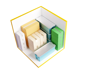 Floor Plan  A 3D image of a yellow box with several smaller boxes inside.