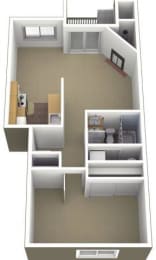 Riverwood Apartments 1x1 Floor Plan 646 Square Feet