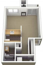 Riverwood Apartments Studio 0x1 Floor Plan 500 Square Feet
