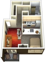 Chambers Creek Estates Studio 0x1 Floor Plan 546 Square Feet
