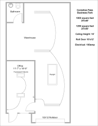 Floor Plan  Cornelius Pass Business Park Warehouse with Office and Bathroom Floor Plan