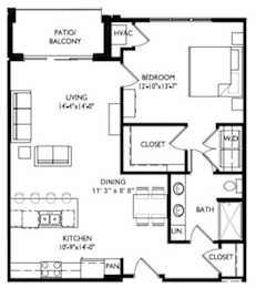 Floor Plan  A black and white image of a floor plan for a house.