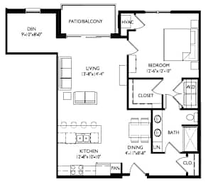 Floor Plan  A black and white image of a floor plan for a house.