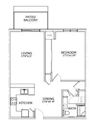 Floor Plan  A floor plan of a home with a living room, dining room, kitchen, bedroom, and bathroom.