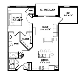 Floor Plan  a floor plan of a house with a small kitchen and a living room