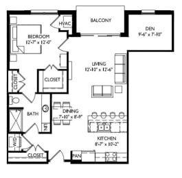 Floor Plan  a floor plan of a small house with a kitchen and a living room