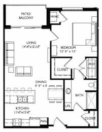 Floor Plan  A black and white image of a floor plan for a house.