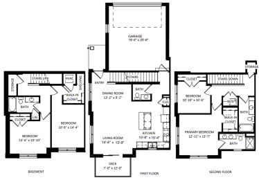 Floor Plan  a floor plan of a home with three bedrooms and two bathrooms