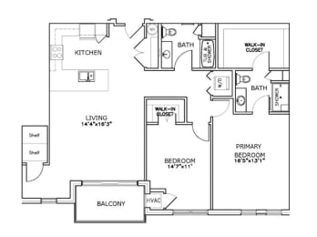 Floor Plan  a floor plan of a house with bedrooms and a living room